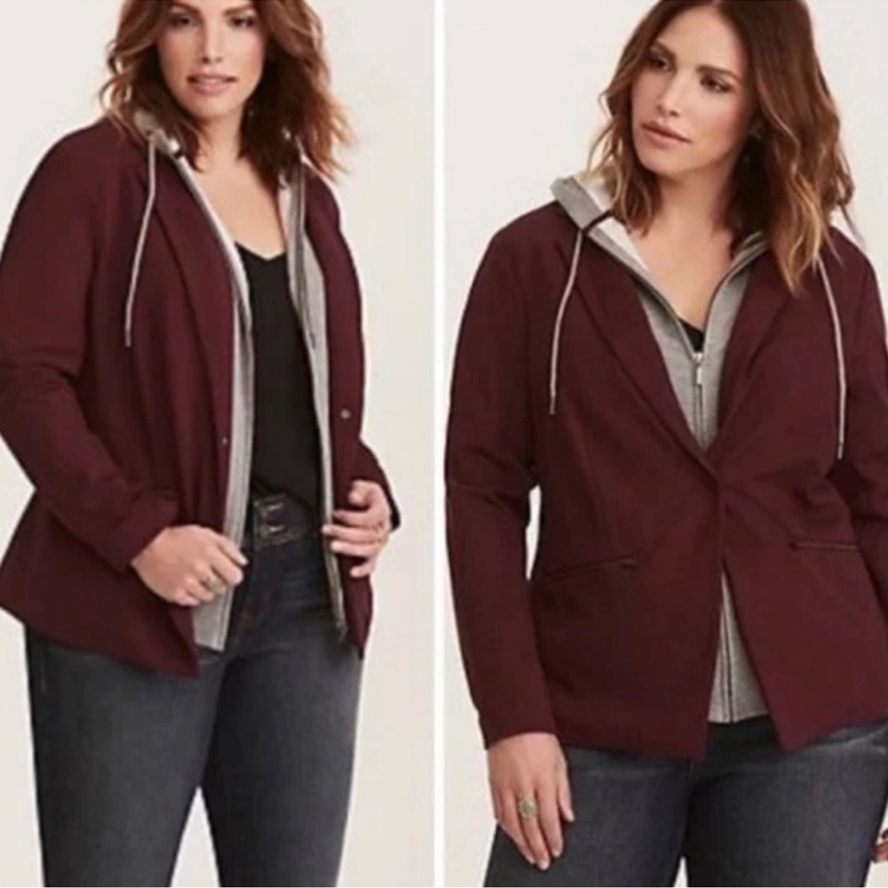Torrid‎ Burgundy blazer Jacket with Hoodie size 3X